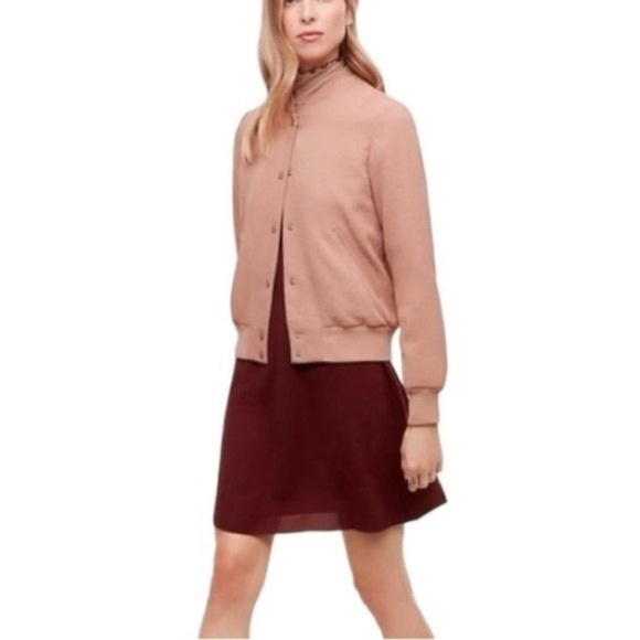 Aritzia Wilfred Poussin Vintage Crepe Bomber Jacket in Rose Pink - Sz XS - Picture 2 of 13